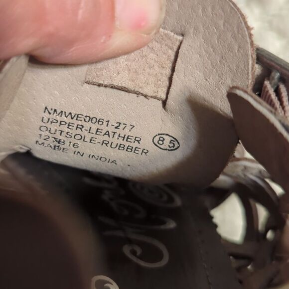 Naughty Monkey Dually Noted Women's Size 8.5 M Taupe Leather Wedge Sandals - Picture 8 of 8